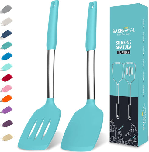 Silicone Spatula Set - Turner Spatulas Silicone Heat Resistant 600°F - Slotted & Solid Silicone Spatulas for Cooking Fish, Eggs, Pancakes Flipper ...