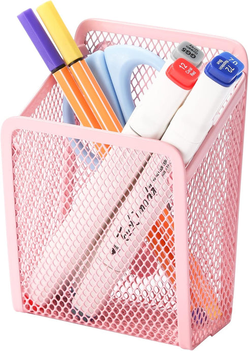 Magnetic Pencil Holder,Mesh Stainless Steel Pen Basket, Metal Writing Utensil Storage Organizer for Whiteboard,Blackboard,Kitchen, Locker, Home, o...