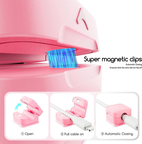 Magnetic Cord Organizer Holder, 6 Pack Desk Cable Clips Management, Hide Phone Charging Cable Keeper, Strong Adhesive Wire Charger Holder for Nigh...