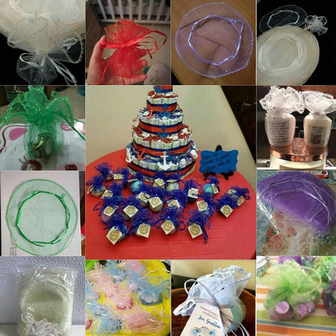 100pcs 9.8 Inch Round Drawstring Organza Bags Mixed Color, Jewelry Candy Pouch Christmas Wedding Party Favor Gift Packaging Bags...