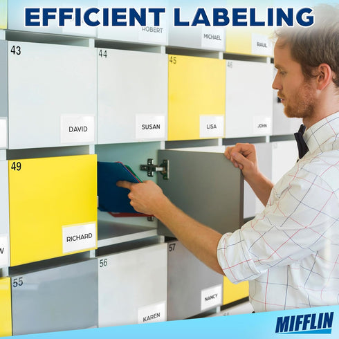 Mifflin-USA Index Card Holder (4x6”, 50 Pack), Clear Self-Adhesive Card Pockets, Label Holders for Organizing Storage Bins & Containers, Plastic S...