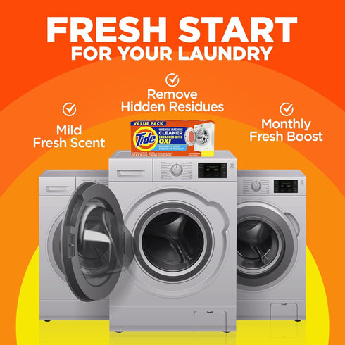 Washing Machine Cleaner by Tide, Washer Machine Cleaner with Oxi for Front and Top Loader Washer Machines, Deep Cleaning Odor Eliminator, 3 Month ...