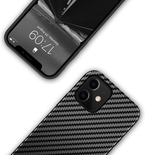 Tasikar Compatible with iPhone 12 Mini Case Carbon Fiber Leather Design with TPU Hybrid Slim Case (Black)...