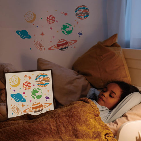 FINGERINSPIRE Planets Galaxy Drawing Painting Stencils Templates (11.8x11.8inch) Plastic Planetary Stencils Decoration Square Star Stencils for Pa...