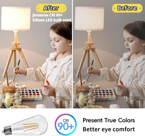 Edison LED Light Bulbs 60 watt Equivalent 8W Dimmable LED Lights Bulbs 2700K Soft Warm White 800 Lumen CRI90 E26 Base for Ceiling Vanity Light Din...