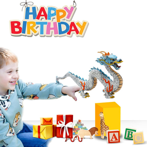 Gemini&Genius Chinese Dragon Toys, 2024 Year of The Sea Dragon Mascot Action Figures, Standing Dragon Animals, Toy Gifts or Ornament for Chinese N...