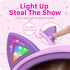 FosPower Kids Headphones with LED Light Up Cat Ears 3.5mm On Ear Audio Headphones for Kids with Laced Tangle Free Cable (Max 85dB) - Baby Pink/Lav...