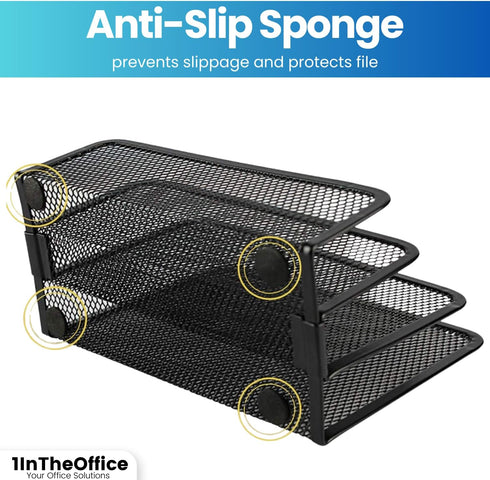 1InTheOffice Desk Mail Organizer, Mesh Vertical Desktop File Sorter, Multi Step Desk Sorter, 1 Pack...