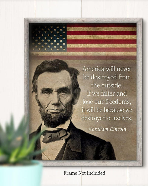 Govivo Abraham Lincoln Historic Quote - American Patriotic President Wall Decor Art Print - unframed artwork printed on photograph paper...