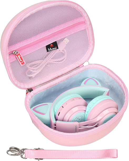 Mchoi Hard Case Suitable for Riwbox CT-7 Pink/for Jack CT-7S Cat Green 3.5mm/ for iClever IC-HS01 Bluetooth Wireless Over-Ear Headphones Headset f...