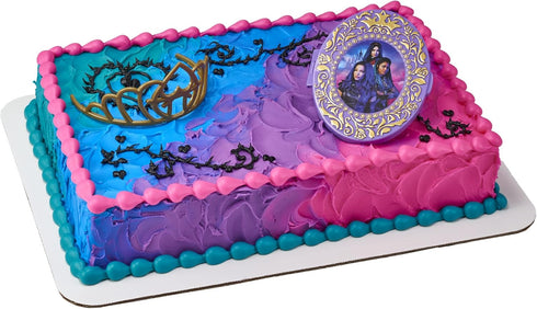 DecoSet® Disney Descendants 3 Good 2 B Bad Cake Topper, 2-Pc Disney Descendants Decorations Set with Golden Tiara and Oversized Compact...