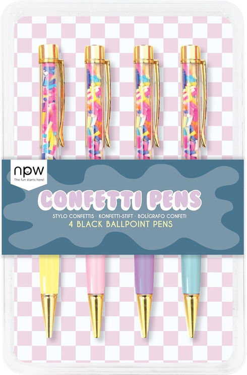 NPW 4 PACK SPRINKLE PENS - Cute Confetti Pen Set; Trendy Stationery Art Supplies, Ballpoint Pens for Journal Writing or Planners; Great Gift for T...
