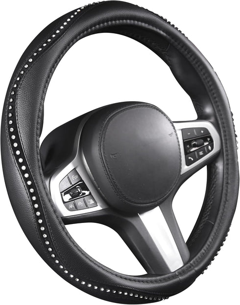 AUTOYOUTH Steering Wheel Cover, Crystal Studded Rhinestone Bling Styling for Car, SUV, Truck Heavy Duty, Anti-Slip, Excellent Grip Standard Size 1...