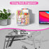 Acrylic Pencil Organizer for Desk 4 Compartments with Adhesive DIY Sticker, Rotating Art Supply Organizer with Kawaii Sticker Kids, Spinning Round...