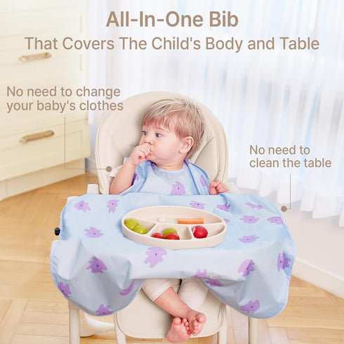 All-in-one Coverall Bib, Baby Feeding Bibs, Sleeveless Bib, BLW Bibs Covers baby and high chair...