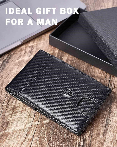 Mens Wallet Slim Minimalist Leather Card Holder Wallets RFID Blocking Bifold Front Pocket for Men as Ideal Gifts Box...