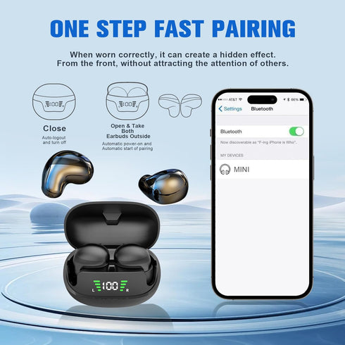 Invisible Earbuds Wireless Bluetooth, Discreet Smallest Hidden Tiny Bluetooth Mini Micro Earbuds for Work, Invisible Sleep Wireless Earphone Water...