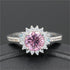 Uloveido Platinum Plated Pink Round Cubic Zirconia Sun Flower Rings for Women Y3522...
