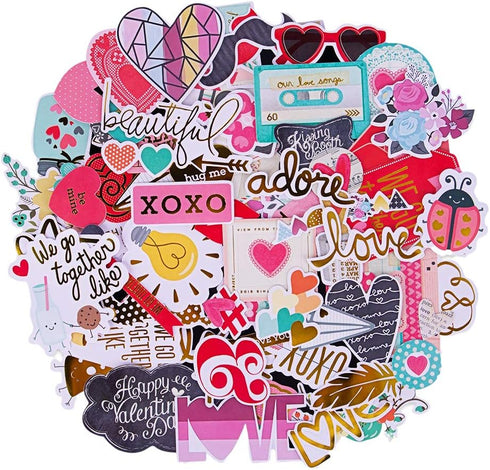 FaCraft Scrapbooking Supplies Ephemera Die Cuts Stickers (95 pcs Love)...