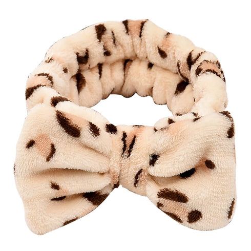 3PCS Spa Headband with Wristband Set,Makeup Headband, Bow Headband for Washing Face, Teen Girls Fuzzy Skincare Headbands, Hair Bands for Women Leo...