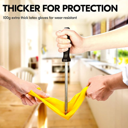 Vgo... 1-Pair Reusable Household Gloves, Rubber Dishwashing gloves, Extra Thickness, Long Sleeves, Kitchen Cleaning, Working, Painting, Gardening,...