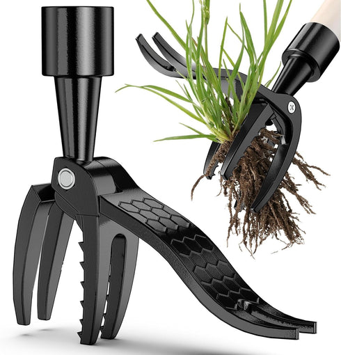 Weed Puller Tool Head Replacement, Weeding Puller Remover Tool Stand Up Heavy Duty for Yard Garden, 4 Claws Steel Head Artifact Uprooting Weeder T...