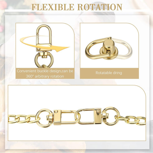 24 Pcs Purse Chain Strap D Ring Rivets Set Flat Purse Strap Extender Replacement Crossbody Chain Metal D Ring Stud Screw Post Head Buttons Handbag...