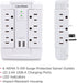CyberPower CSP600WSURC2 Surge Protector, 1200J/125V, 6 Swivel Outlets, 2 USB Charging Ports, Wall Tap Design, White...