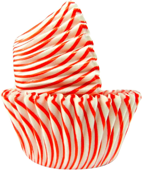 Regency Wraps Greaseproof Professional Grade Baking Cups, Pack of 40, Standard Liners, Red Pisa Stripe, for Cupcakes, Muffins, Candy, Non Stick...