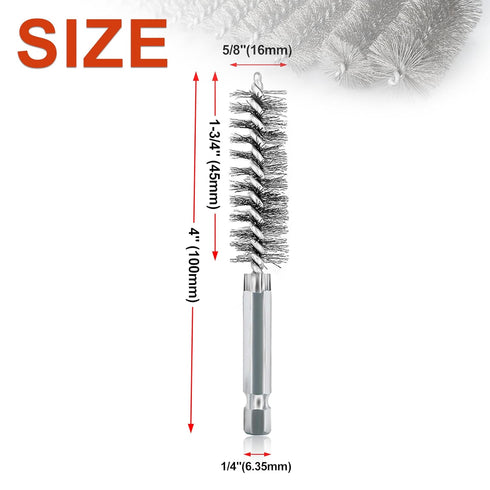 ASNOMY 5Pcs 5/8" Stainless Steel Bore Brush,Stainless Steel Bristles Wire Brush Bore Cleaning Brush Set for Power Drill Cleaning, Abrasive Wire Br...