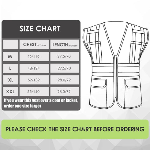 High Visibility Reflective Safety Vest with Zipper and Pockets Red,XXL...