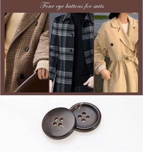 Create idea 20pcs 4 Holes Circular Button Natural Buffalo Horn Fastener for Blazers Costumes Crafts Washable Clothes Decoration 2 Sizes 15mm 20mm ...