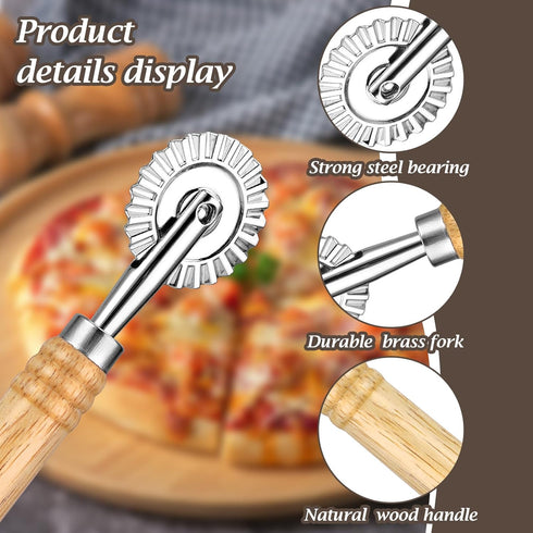 Pasta Cutter Wheel Ravioli Cutter Wheel with Roller Pizza Cutter Wheel Dumpling Lace Making Zinc Alloy Noodle Making Cutter for Kitchen...