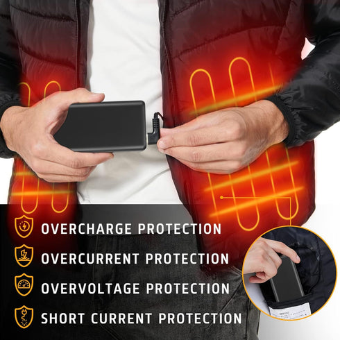 Heated Vest Battery Pack 26800mAh Power bank,22.5W Fast Charge 5v 2a Portable Charger With LCD Display Phone Charger,Dual Input Output USB-C Compa...