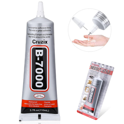 B7000 Jewelry Bead Glue for Jewelry Making, Clear 3.7 fl oz B7000+Plus Multipurpose Super Adhesive Glue for Rhinestone Crafts Fabric Metal Stone N...