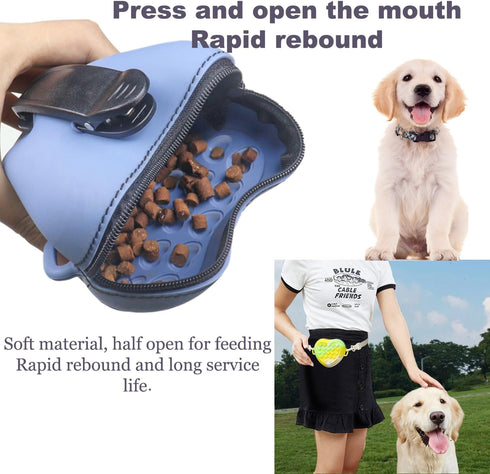 2PCS Silicone Dog Treat Pouch, Dog Training Treat Pouch for Leash, Small Dog Training Bag with Waist Belt and Waist Clip, Pet Walking Bag for Dog ...