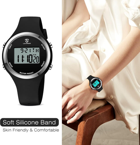 L LAVAREDO Watches for Women 3ATM Waterproof Outdoor Digital Sport Watches Stopwatch Wrist Watch with Alarm Clock, Gifts for Women/Girls...