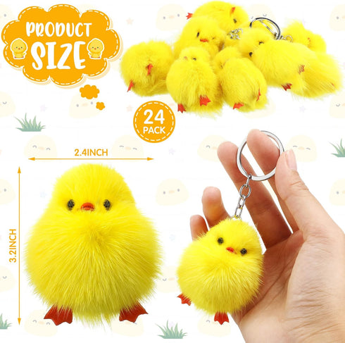 24 Pcs Small Chicken Keychain 3 Inch Realistic Plush Farm Chick Mini Ornaments Yellow Fluffy Chicken Stuffed Animal Soft Chicken Toy Photography P...