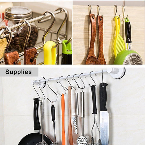 10 Pack Heavy Duty S Hooks Black S Shaped Hooks Hanging Hangers Hooks for Kitchen, Bathroom, Bedroom and Office: Pan, Pot, Coat, Bag, Plants(10 Pa...