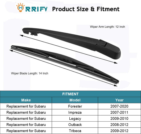 Rear Windshield Wiper Arm Blade 86532AG09C for Subaru Forester 2005-2017, for Subaru Impreza 2003-2019, for Subaru Legacy Outback Tribeca Back Win...