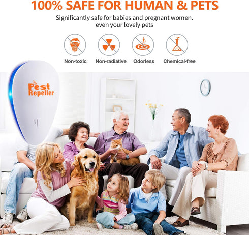 Ultrasonic Pest Repeller, Set of 6-Packs Electronic Plug in Repellent Indoor for Flea, Insects, Mosquitoes, Mice, Spiders, Ants, Rats, Roaches, Bu...