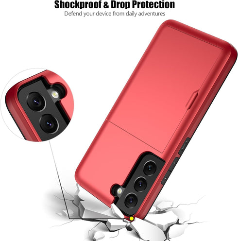 Nvollnoe for Samsung S22 Case with Card Holder 5G 6.1 inch Slim Dual Layer Heavy Duty Protective Galaxy S22 Case Hidden Card Slot Wallet Case for ...