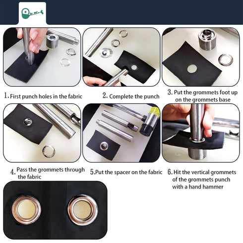 Grommet Tool Kit, Eyelet Repair Grommets Setting Install Plated Copper Metal Kit with Plastic Storage Box for Fabric Tarps Leather Shoelaces Belts...