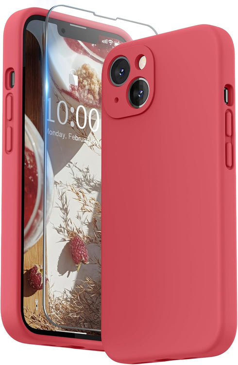 SURPHY Compatible with iPhone 13 Case with Screen Protector, (Camera Protection + Soft Microfiber Lining) Liquid Silicone Phone Case 6.1 inch 2021...