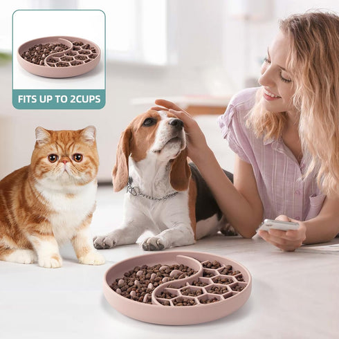 Slow Feeder Dog Bowls, Silicone Pet Food Bowls with Suction Cups for Small Medium Breed, Non-Slip Dog Feeding Bowls Slow Down Pet Eating Speed, An...