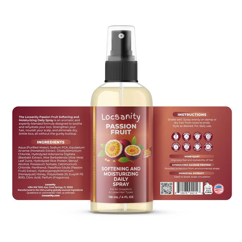 Locsanity Daily Moisturizing Spray for Dull, Dry Locs – Trial Size Passion Fruit Hair and Scalp Moisturizer for Dreadlocks, Sisterlocks, Microlock...
