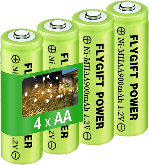 AA Rechargeable Batteries Solar Battery for Garden Lights, Double A 900mAh 1.2V Batteries Pre-Charged for Solar Lights, Pathway Lights, Lawn Lamps...