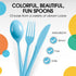 Disposable Light Blue Plastic Spoons 50 Pcs - Heavy Duty Light Blue Plastic Disposable Cutlery - Light Blue Disposable Flatware, Light Blue Plasti...