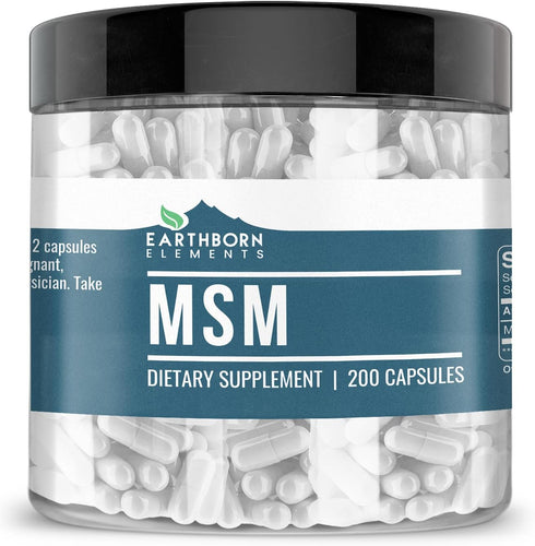 Earthborn Elements Methylsulfonylmethane (MSM) 200 Capsules, Non-GMO, Easy-to-Take Caps...