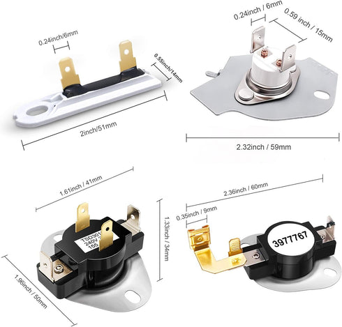 3392519 Dryer Thermal Fuse 3387134 High-Limit Thermostat 3977393 Cut-Off Switch 3977767 Dryer Thermostat for Whirlpool Kenmore Maytag KitchenAid Dryer Replaces Parts 3399693 PS345113 AP6008325
